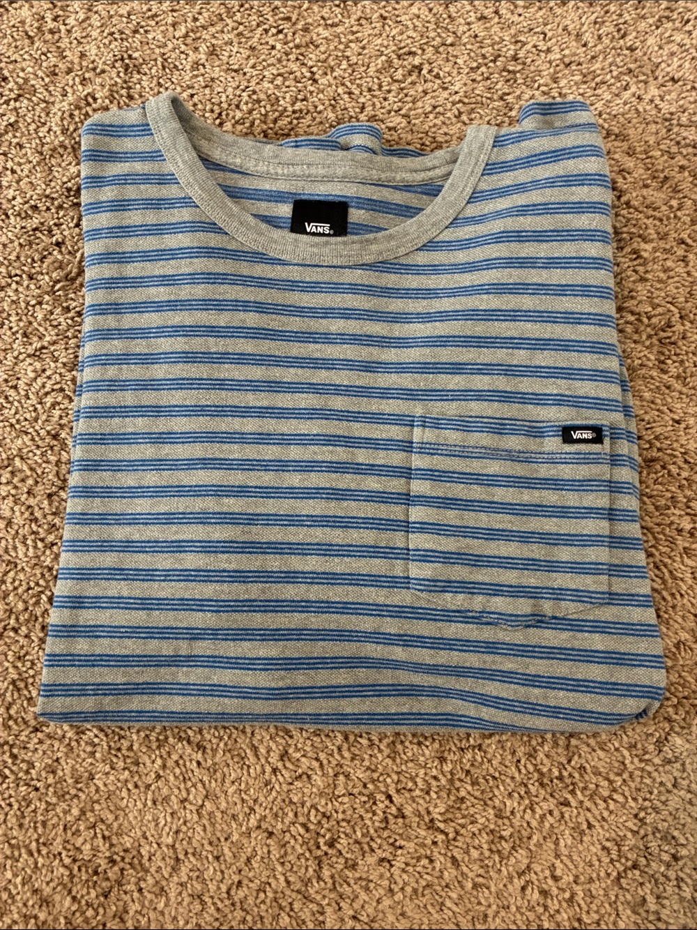 Vans Gray and Blue Striped Crew Neck Tee